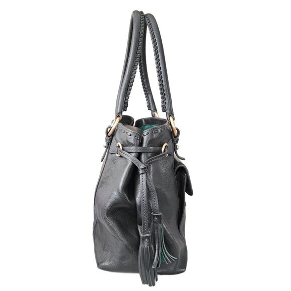 Dooney & Bourke Florentine Whipstitch Front  Pocket Satchel Bag Black  RARE - Picture 4 of 13